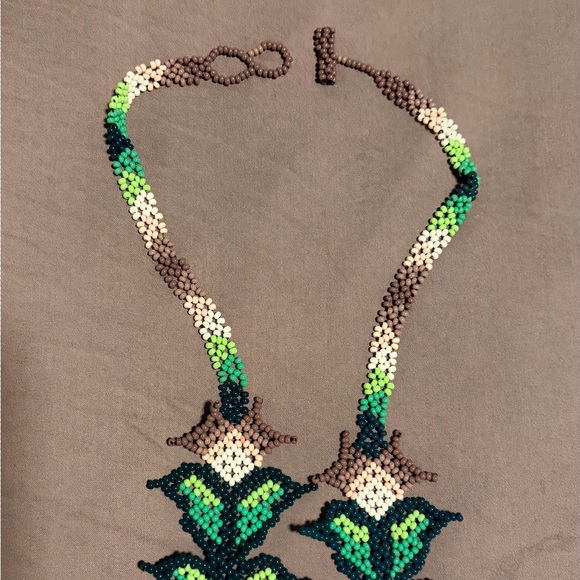 Handcrafted Beaded Floral Necklace - Picture 3 of 5
